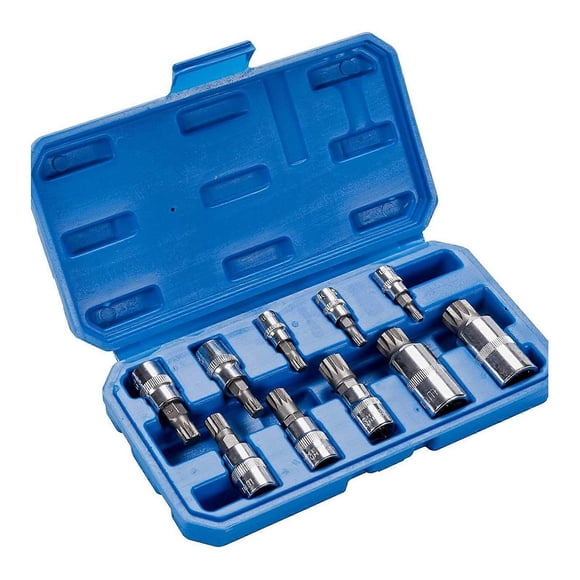 Triple Square Spline Bit Socket Set,10Pieces Set 1/2inch 1/4inch 3/8inch Drive with Carrying Case