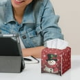 thumbnail image 6 of Psesaysky Cute Tissue Box Cover Square, Christmas Snowman Waterproof PU Leather Car Tissue Holder Facial Napkin Organizer Fashion Decorative on Table and Bathroom, Office, 6 of 7