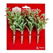 Holiday Time Lambs Ear Mini Christmas Ornament Clips, 4 Count