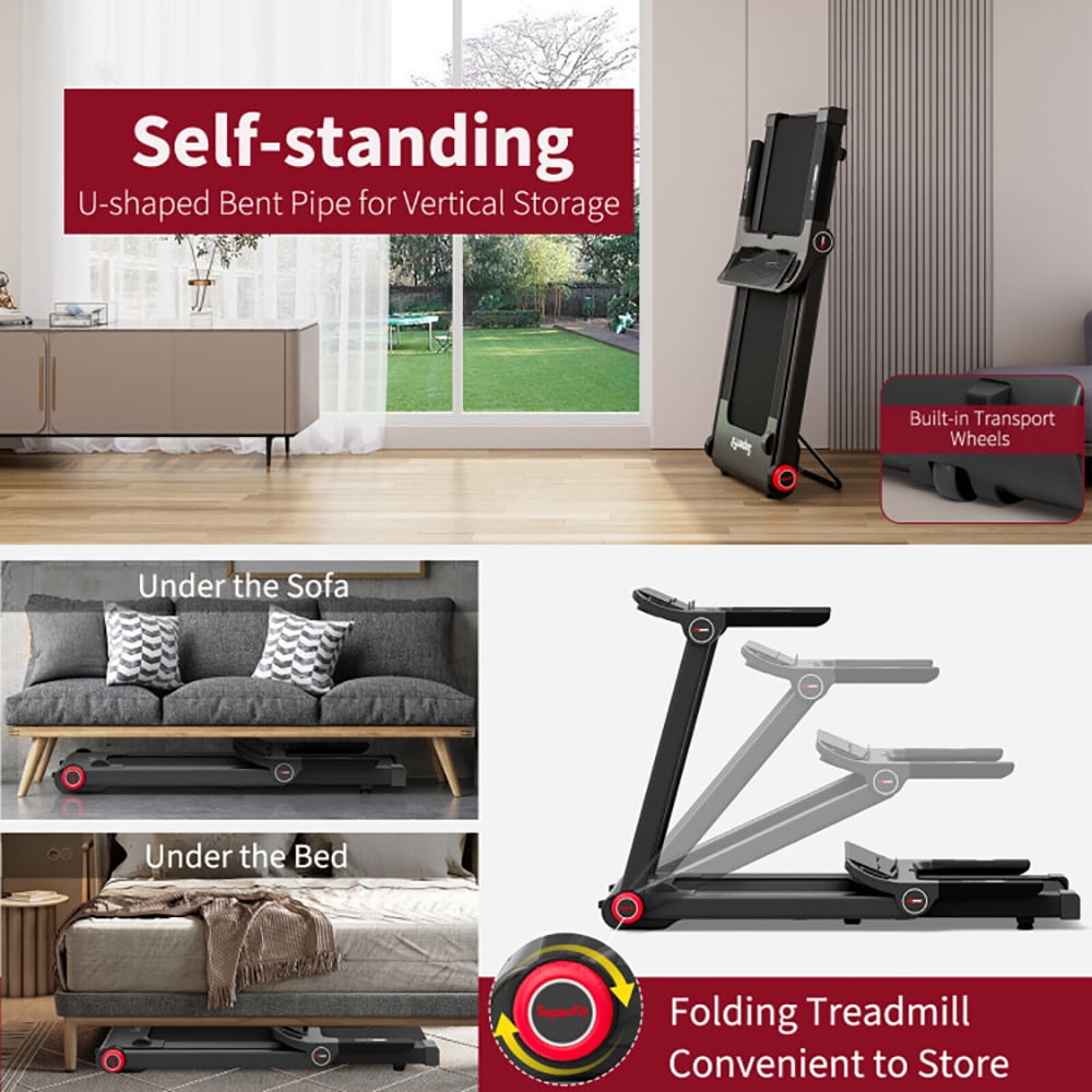 Spaco Walking Machine, Treadmill, 3.75HP Folding Treadmill with APP and 12 Preset Programs