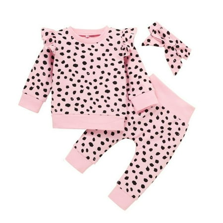 

Leonard Baby Clothes for Girl AGirl Set Leopard Top Jacket Trousers Hair Decoration Three Sets