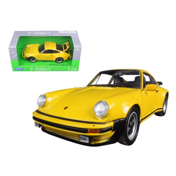 New 1:24 W/B WELLY COLLECTION YELLOW 1974 PORSCHE 911 TURBO 3.0 Diecast Model Car By Welly