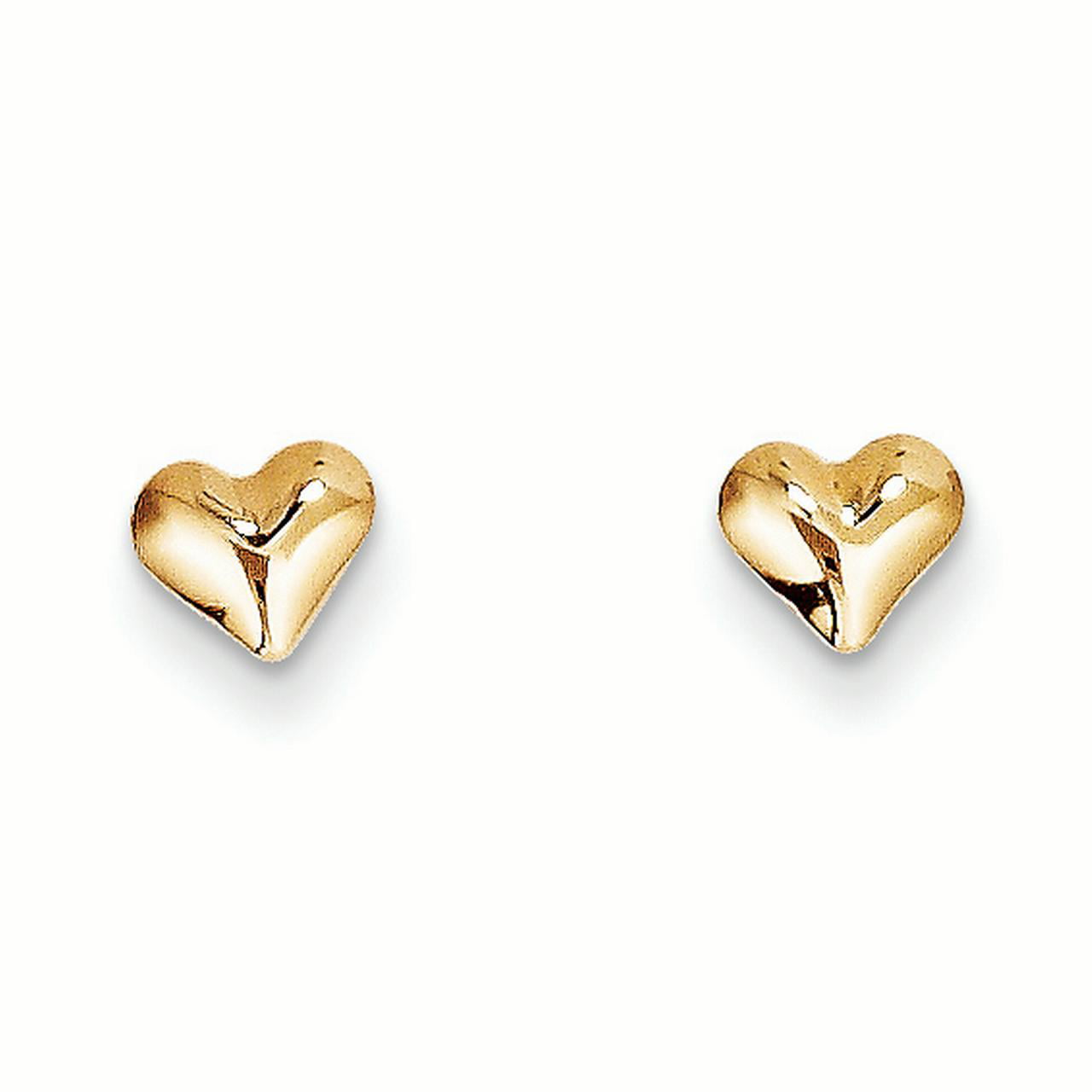 Approximate Measurements 8mm x 6mm Madi K 14K Two-Tone Gold Small Cross Heart Post Earrings