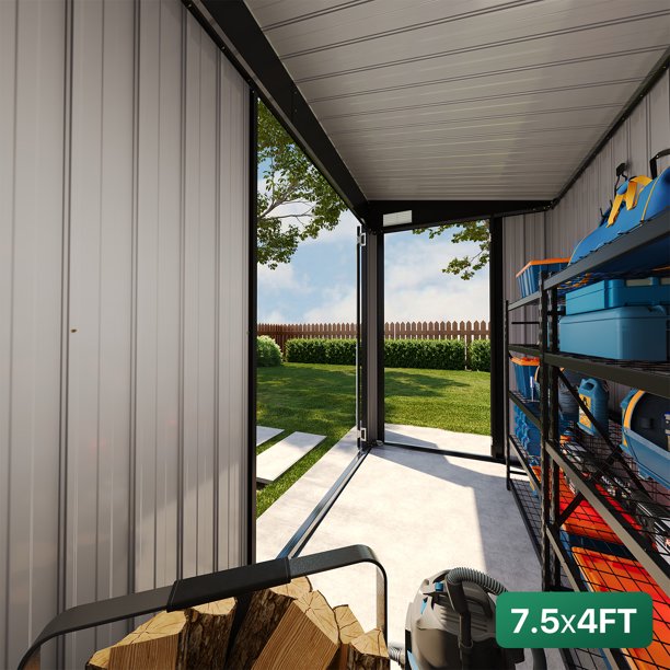 CLOUWDWELL, Metal Storage Shed, 8' x 4', Lockable 3-Doors