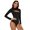 1-Black, variant on Jumpsuit for Women Mock Neck Sexy Cutout Front Tops Long Sleeve Bodysuit Solid Fashion Jumpsuit
