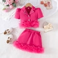 thumbnail image 2 of 3-8Y Kids Blazer Outfits For Girls Cool Puffy Mesh Lace Beading Blazer Coat and Mesh Lace Skirt 2pcs Children Clothing Sets, 2 of 9
