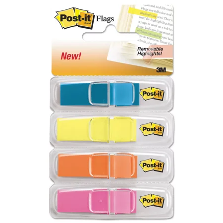 Post-it Highlighting Page Flags 4 Bright Colors 4 Dispensers 1/2" x 1 3/4"