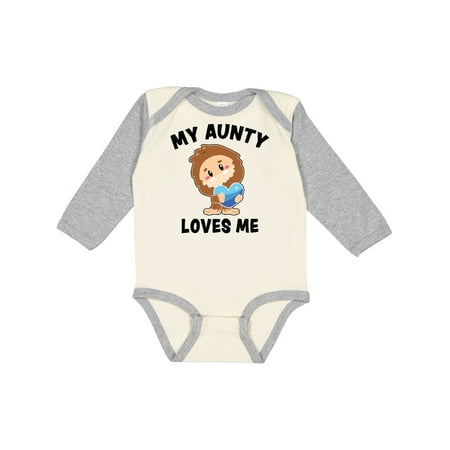 

Inktastic Cute Bigfoot My Aunty Loves Me Boys Long Sleeve Baby Bodysuit