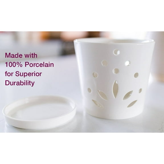 Atri Orchid Pot with Holes 5.25 inches. Modern Porcelain Indoor Planter for Repotting