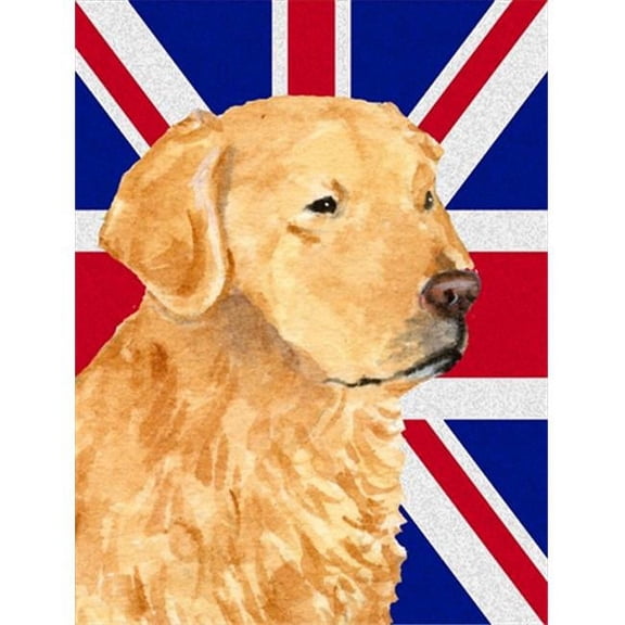 Golden Retriever With English Union Jack British Flag Flag Garden Size