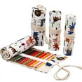 thumbnail image 1 of Handmade canvas pen curtain 12/24/36/48/72 hole large capacity roll pen bag male and female color lead sketch stationery box, 1 of 6