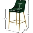 thumbnail image 3 of Meridian Furniture Karina 27.5"H Velvet Counter Stool in Green (Set of 2), 3 of 5