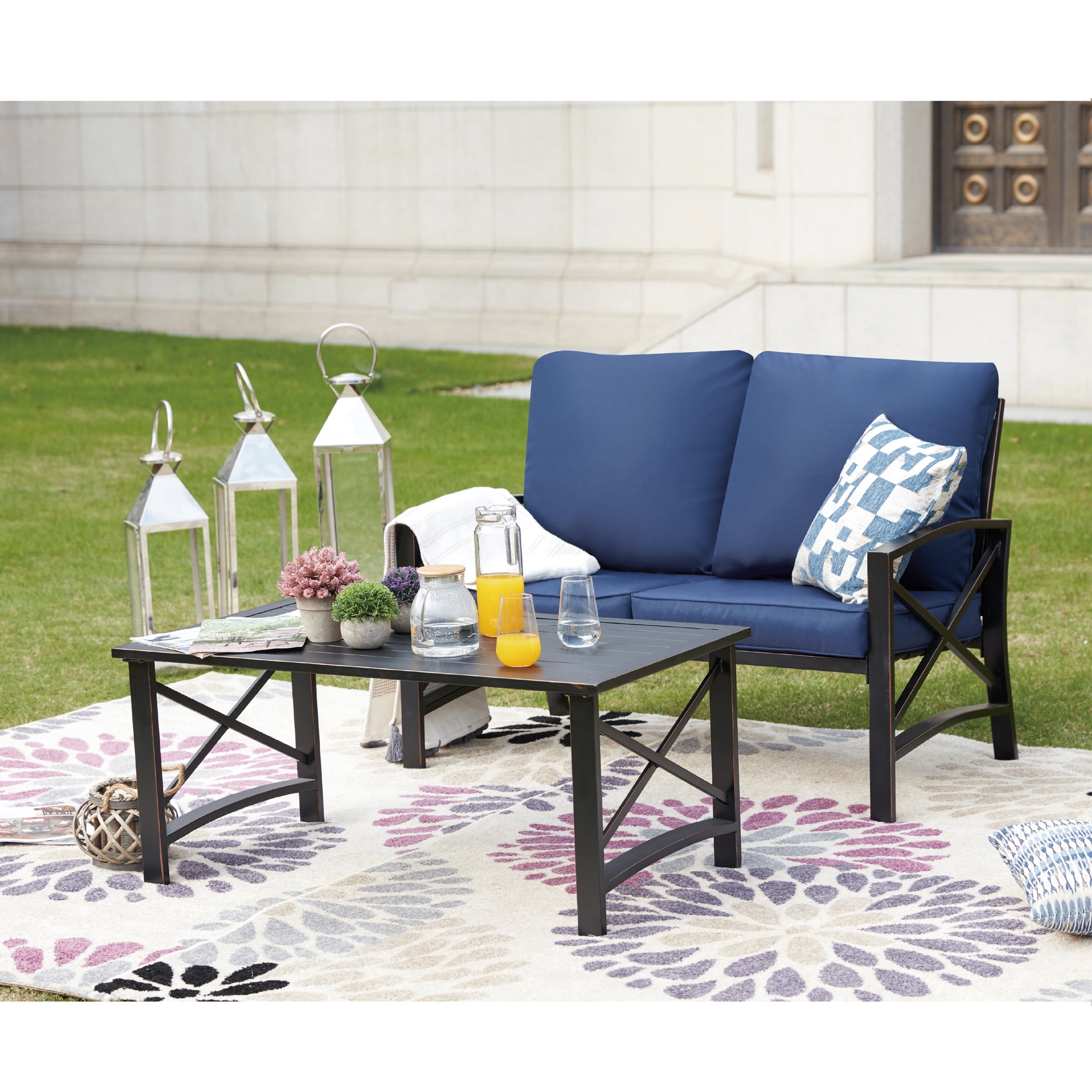 2Piece Outdoor Loveseat and Coffee Table Conversation Set