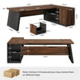 thumbnail image 3 of Tribesigns 78" L Shaped Executive Desk with Drawers, Large Office Desk with Storage Shelves, Modern Corner Computer Table for Home Office (Black & Brown), 3 of 5