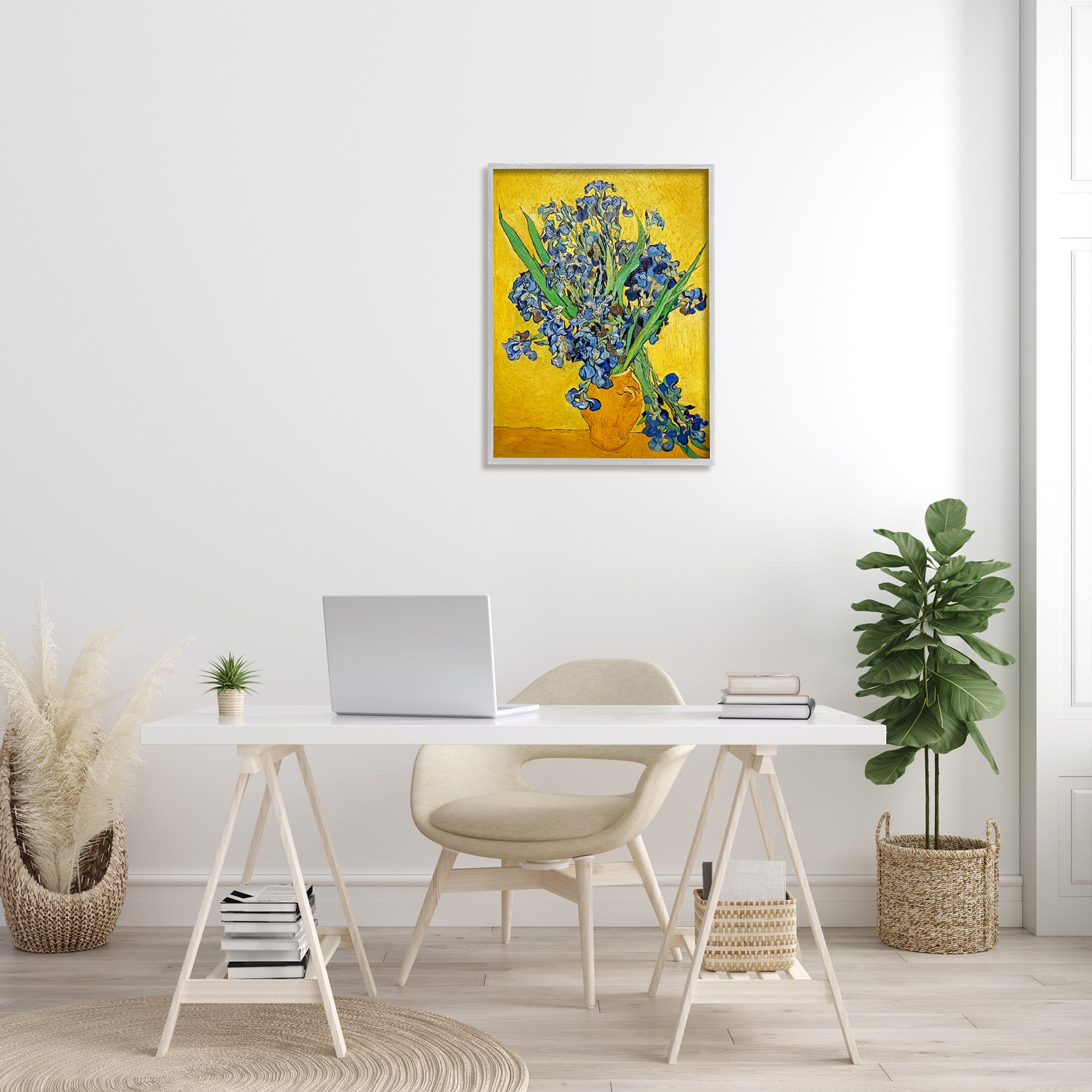 Stupell Industries Vaas met Irissen Vincent van Gogh Iris Flower Painting Painting Gray Framed Art Print Wall Art, Design by one1000paintings