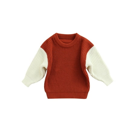 

Yuemengxuan Kids Baby Knitted Sweater Color-blocking Boys Girls Pullover Tops