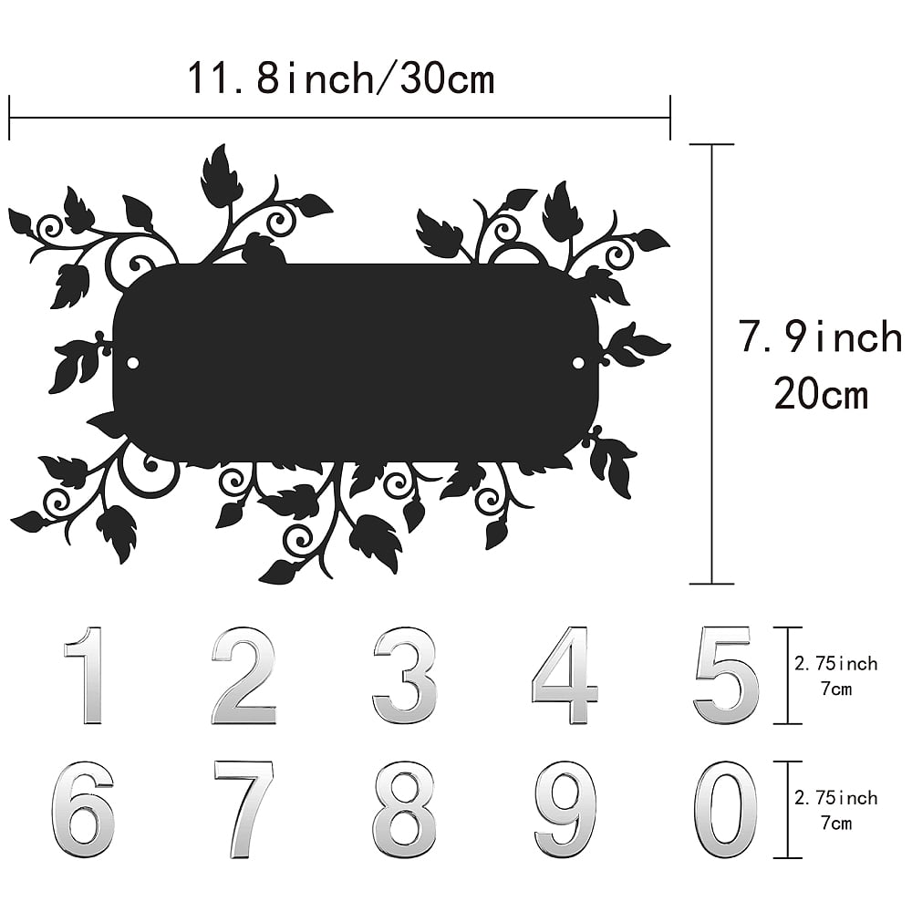 DIY House Number Kits including Iron Wall Mounted Address Plaques and Resin Mailbox NumberAddress Plaques: 200x300x1.5mm Stickers: 69~70x29~54x9mm