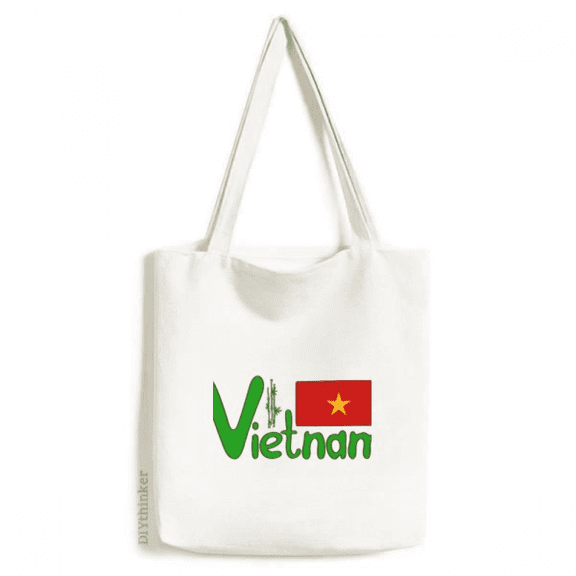 Vietnam National Flag Red Green Pattern Tote Canvas Bag Shopping Satchel Casual Handbag