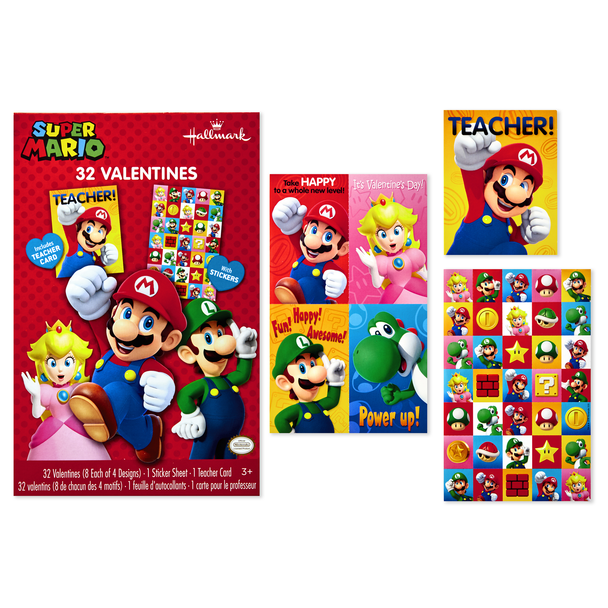Hallmark Kids Nintendo Super Mario Valentine s Day Cards 32 Cards 35 
