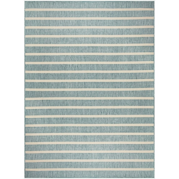 Nourison Positano 10' x 14' Aqua Ivory Modern Indoor/Outdoor Area Rug