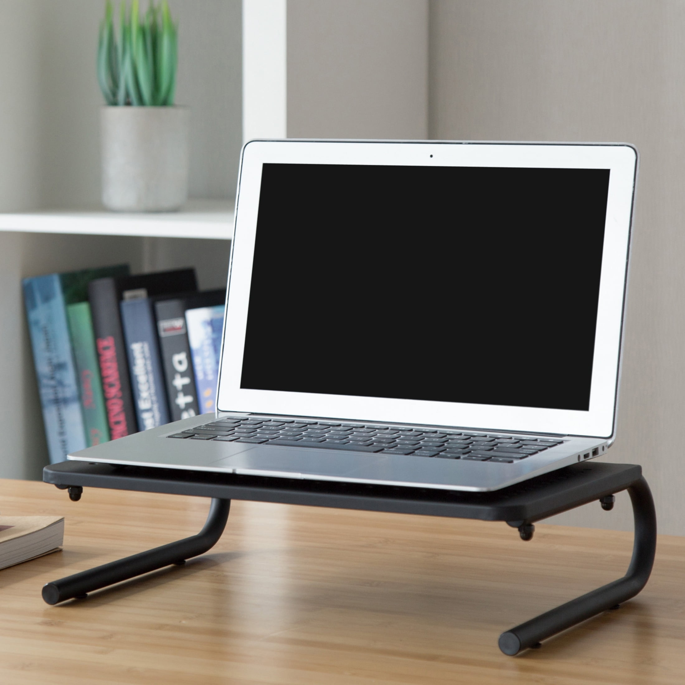 Lorell Height-Adjustable Steel Desktop Stand - 20 lb Load Capacity - 5.5" Height x 9.3" Width x 14.5" Depth - Desktop - Steel - Black