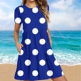 thumbnail image 2 of QQAMB Womens T-Shirt Dress with Pockets Summer Scoop Neck Ruffle Dress Casual Soft Print Graphic Short Sleeve Sundress Blue 2XL, 2 of 6