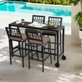 thumbnail image 4 of TPHORK 5 Piece Patio Bar Dining Set,Outdoor 55" Durable Bar Height Table & Cushioned Bar Stools of 4,Metal Bar Table and Chairs Set for Balcony, Backyard, Porch, Poolside, 4 of 7