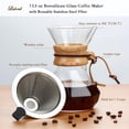 thumbnail image 4 of Pour Over Coffee Maker with Reusable Stainless Steel Filter, Borosilicate Glass Coffee Carafe, Wooden Collar, Manual Coffee Maker, Holds 400ML (2 Cups), 4 of 5