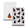 thumbnail image 4 of Evergrace Halloween 2 Piece Hand Towel Set, 100% Cotton, Cat, White 16"x26", 4 of 11
