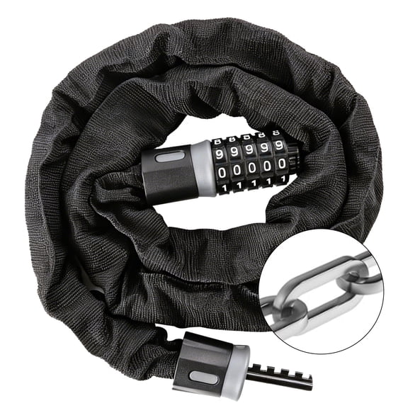 XALMERIQ Bike Lock, 5 Digit Combination Heavy Duty Anti Theft Bike Chain Lock, 4ft Long High Security Bicycle Lock for Bike, Motorcycle, Scooter, Door, Gates, Fences