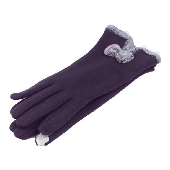 Ruanlalo Gloves,1 Pair Women Gloves Plush Bow Autumn Winter Warm Windproof Gloves for Wedding