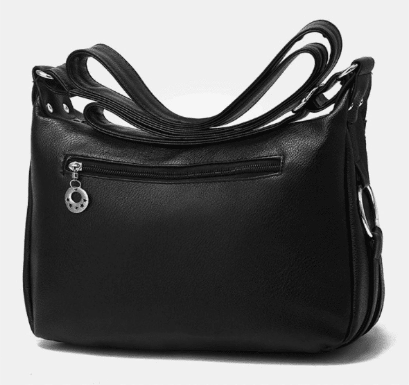 PORT&LOTUS Small Compact Leather Crossbody Bag for Women with Adjustable Shoulder Strap with Multi Pocket Tote Bag with Compartments