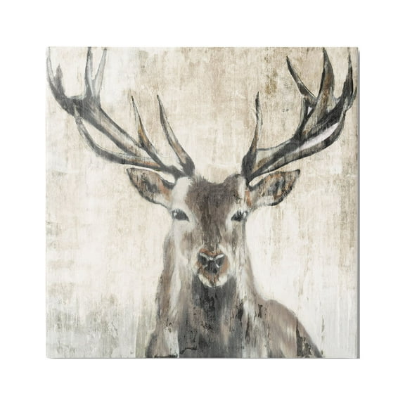 Stupell Industries Rustic Deer Elk Wildlife Portrait Animals & Insects Painting Gallery Wrapped Canvas Print Wall Art