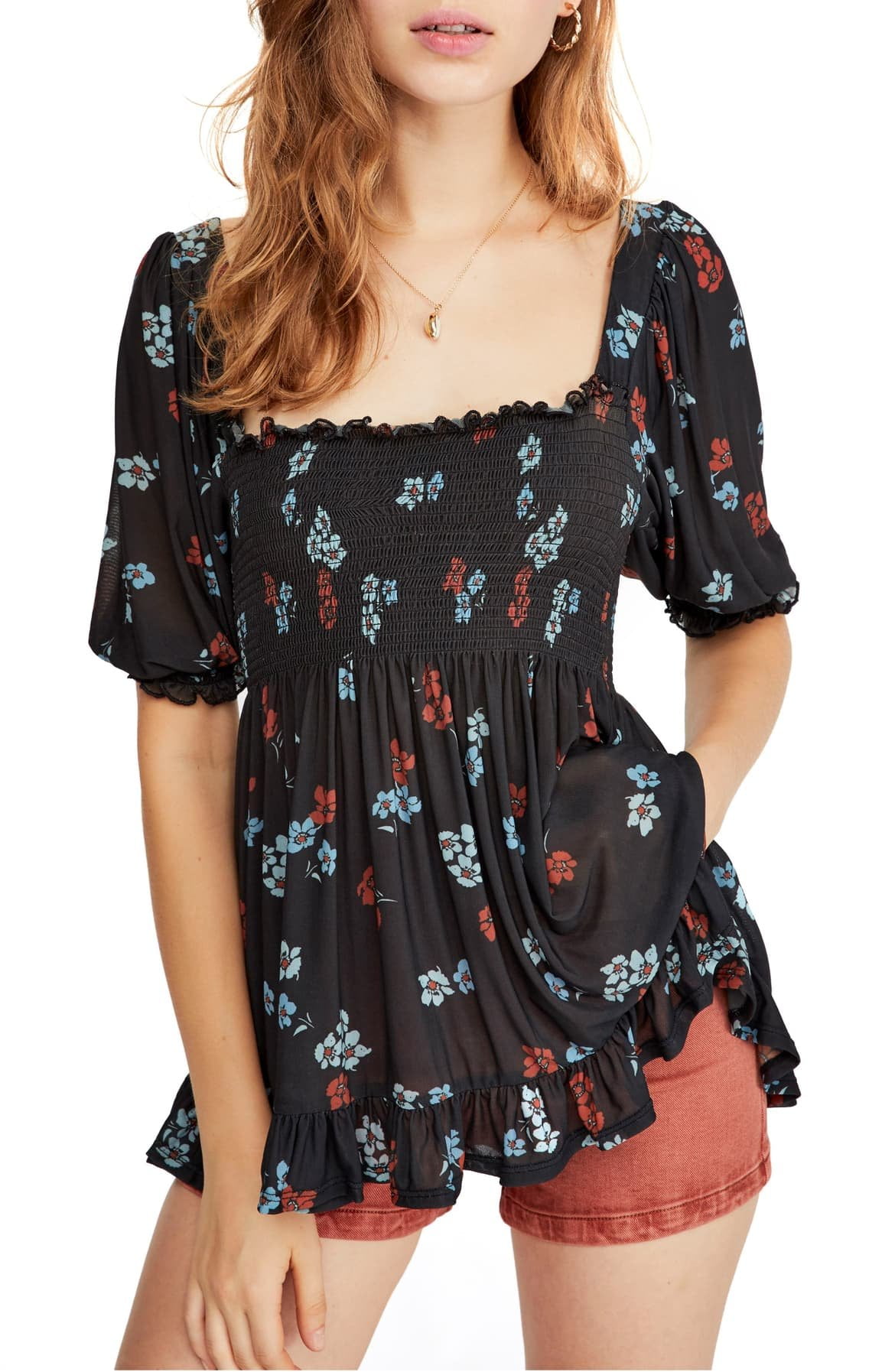free people delta dawn smocked top