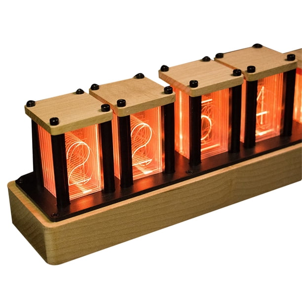 Reloj Luces de tubo de imitación RGB Reloj digital Reloj luminoso LED Adorno de madera maciza Reloj de escritorio fluorescente semiacabado 1 1
