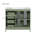 thumbnail image 3 of viswild 36" Bathroom Vanity with Soft Close Doors, 3 Drawers & Adjustable Shelf - Ceramic Sink, Overflow Protection, Gold Handles for Small Bathroom, Green, 3 of 14