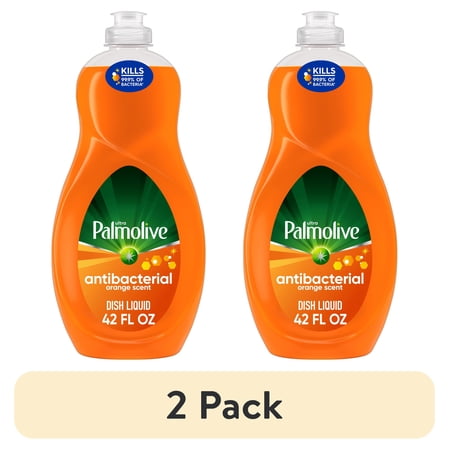 (2 pack) Ultra Palmolive Antibacterial Dish Liquid, Orange Scent, Mess-Free, Easy-Flip Cap, 42 fl oz