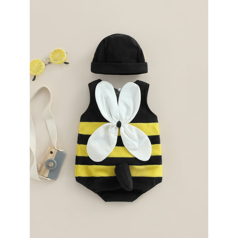 Bumble Bee Costume with Hat Cute Fleece Bee Romper Halloween