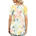thumbnail image 5 of Cyber_Monday Dress Shirts for Women, Women's Short Sleeve Tunic Shirt Pleated Mesh Blouses Summer Floral Tops Square Collar Loose Pleated Tunic Tops to Wear with Leggings # Things Under 5 Dollars #5, 5 of 6