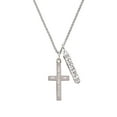 thumbnail image 2 of Delight Jewelry Stainless Steel Jeremiah 1:56 - I Set You Apart Engraved Cross - Silvertone Sisters Best Friends Forever Bar Charm Necklace, 23", 2 of 4