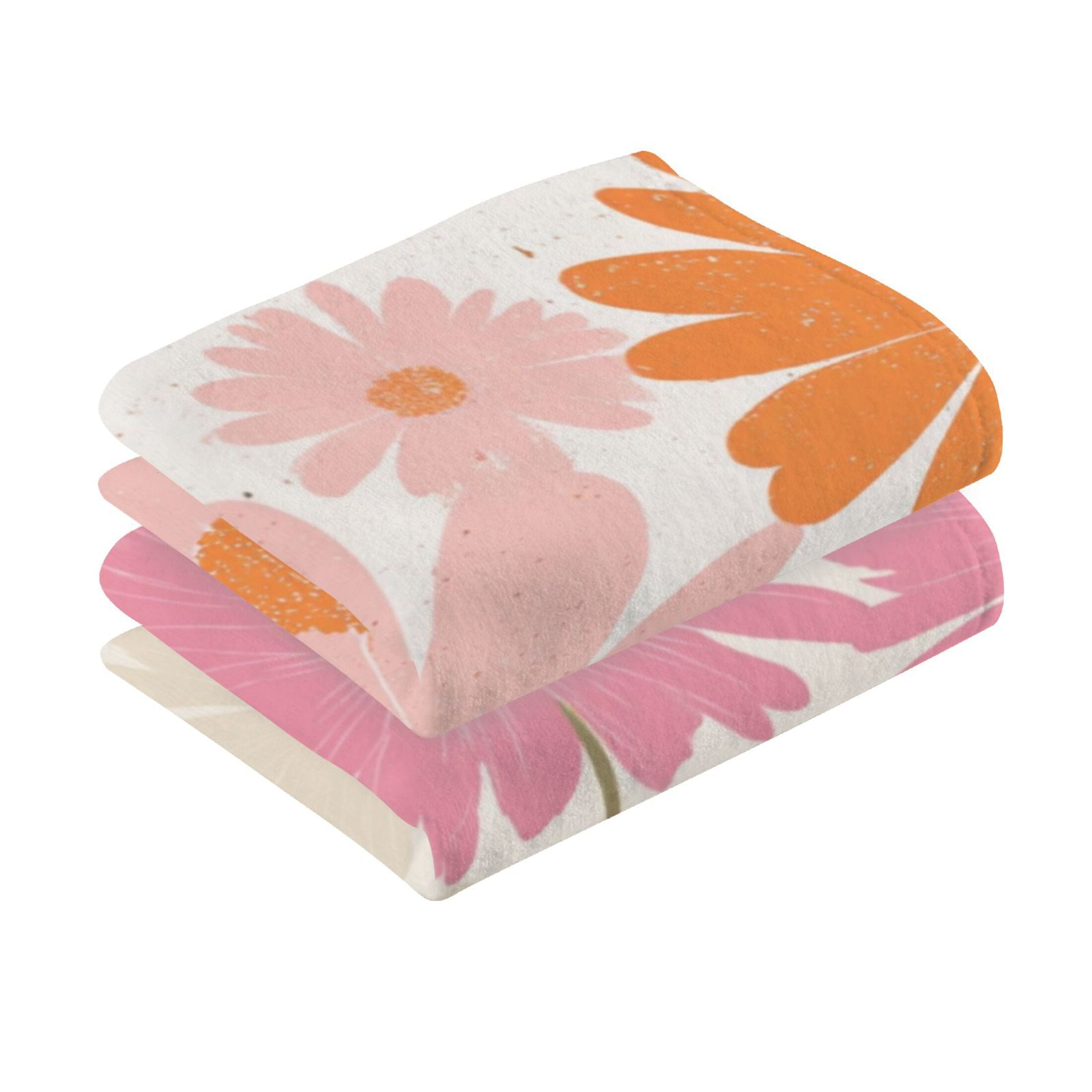 2-Pack Soft 100% Cotton & Highly Absorbent Bath Towel 2 Defferent Pattern Designs Daisies Small Daisies