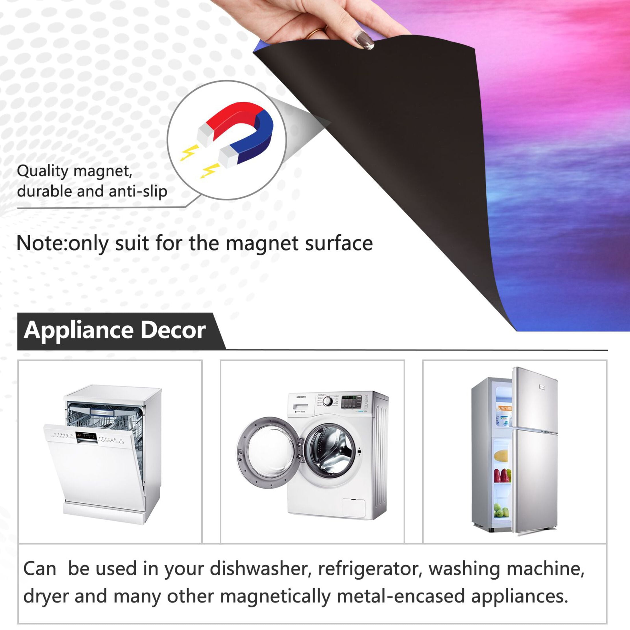 Dishwasher Magnetic Sticker 23x26 Inch Refrigerator Magnetic Sticker Washing Machine Magnetic Sticker Kitchen Panel Magnetic Sticker Home Decor Pretty Red Blue