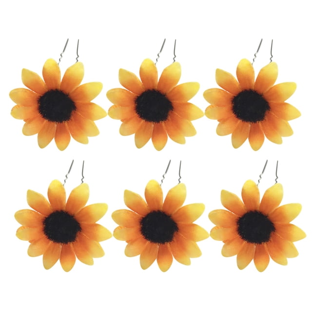 8 pinzas para el pelo con forma de margarita y girasol para niños (amarillas)