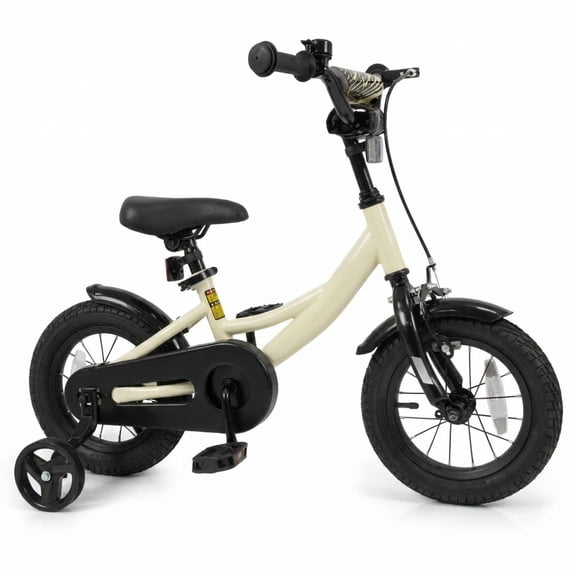 Redsmile Kids Bike 12 Inch with Removable Training Wheels for Boys Girls Ages 3-4, Sport Bicycle with Adjustable Seat, Rubber Wheels, 145 lb Capacity, Coaster Brake Toddler Bicycle, Beige