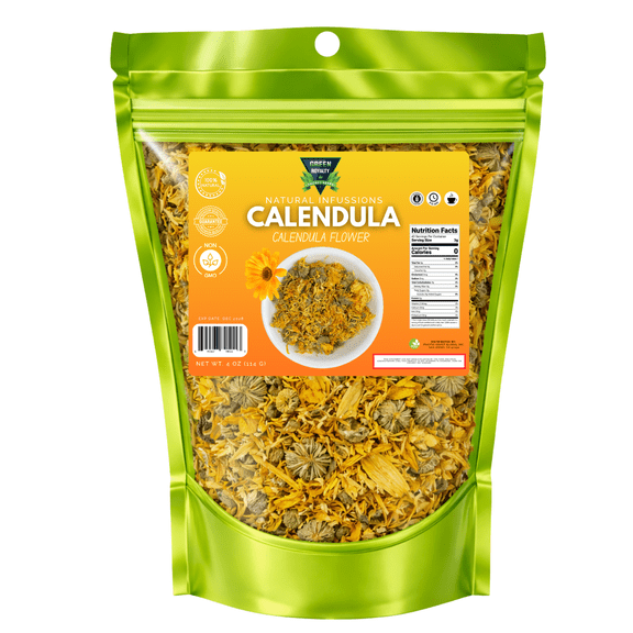 Calendula Flowers Herbal Tea (4oz)- Makes 30+ Cups| 100% Natural Infussions| Resealable Bag| Non-GMO| Gluten Free| Petalos De Calendula