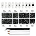 thumbnail image 3 of Beadsland 8300PCS Flatback Rhinestones 10 Sizes with Wax Pencil and Tweezer Kit, SS3-SS30, Jet Black, 3 of 4