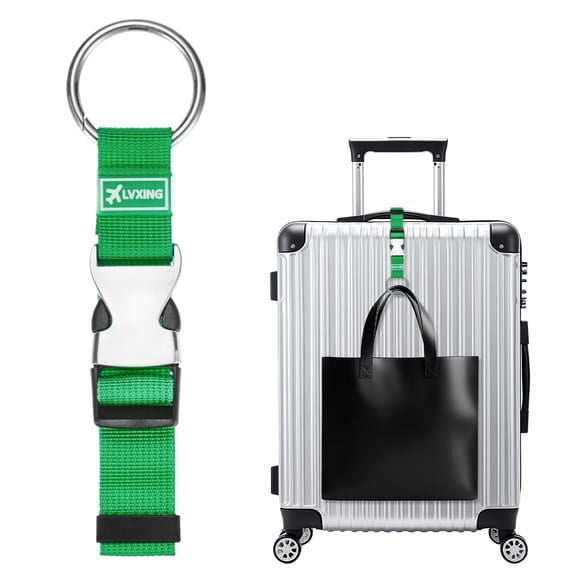 1-Pack Add A Bag Luggage Strap, Adjustable Suitcase Belt, Carry Strap with Ring Buckle [Green]