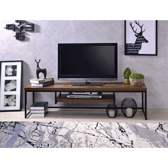 Hassch Bob Tv Stand In Weathered Oak & Black 91780