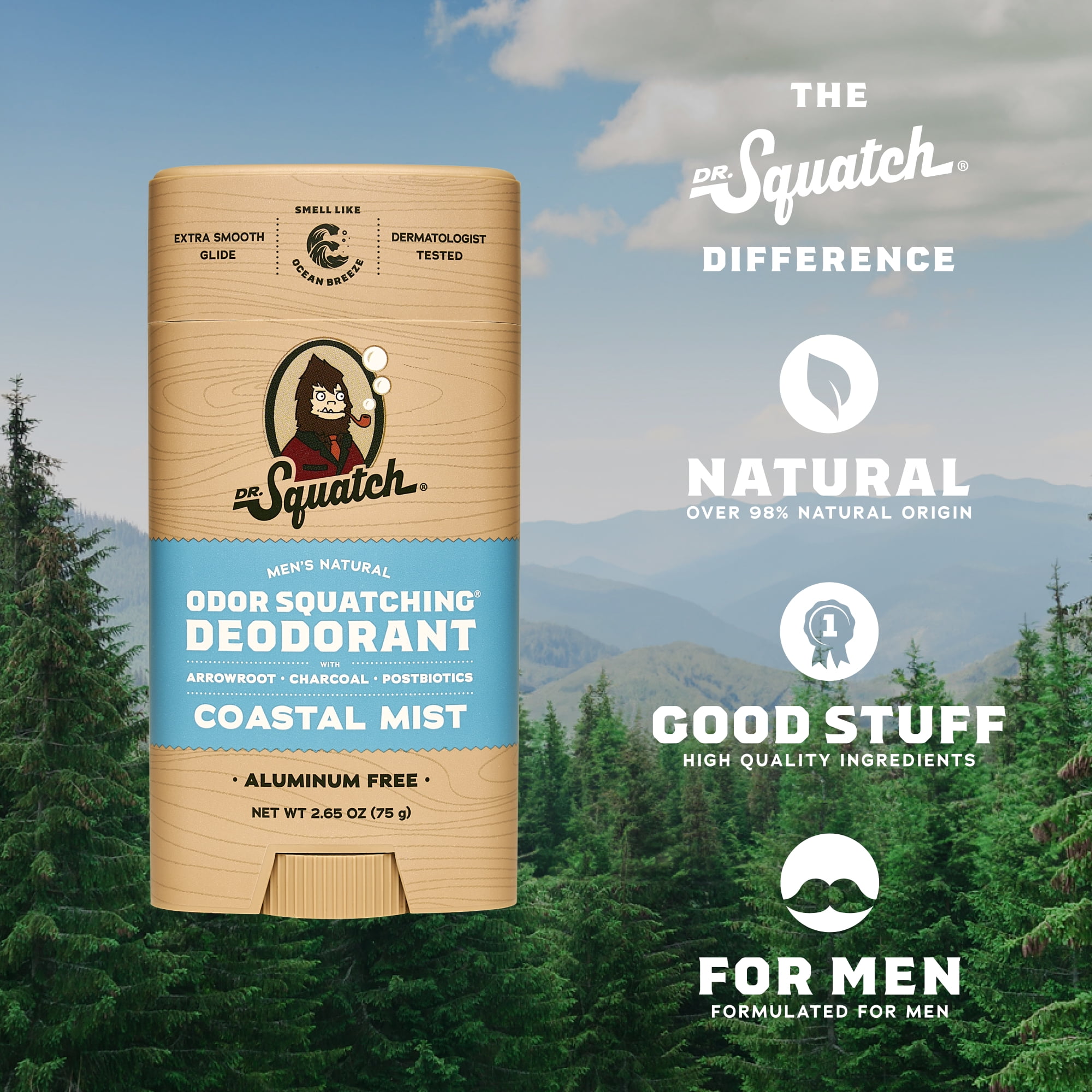 Dr. Squatch Mens Aluminum Free Deodorant Set, Natural Deodorant for Men, Cool Fresh Aloe + Coastal Mist + Birchwood Breeze, 2.65 oz, 3 Pack