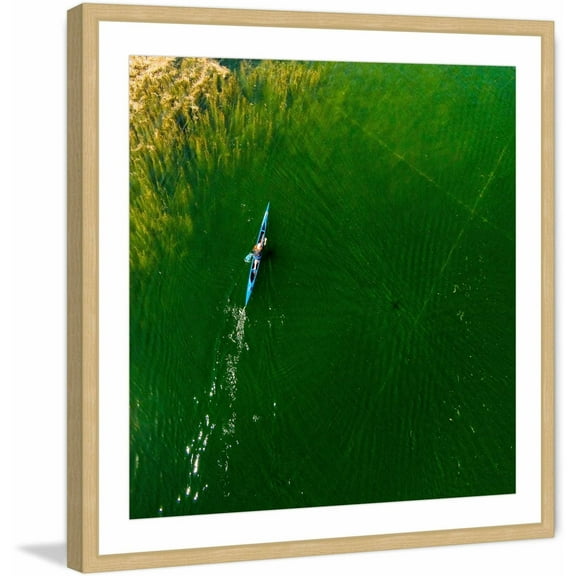 Marmont Hill "Blue Canoe" By Karolis Janulis Framed Painting Art Print, 12.0" x 1.5"